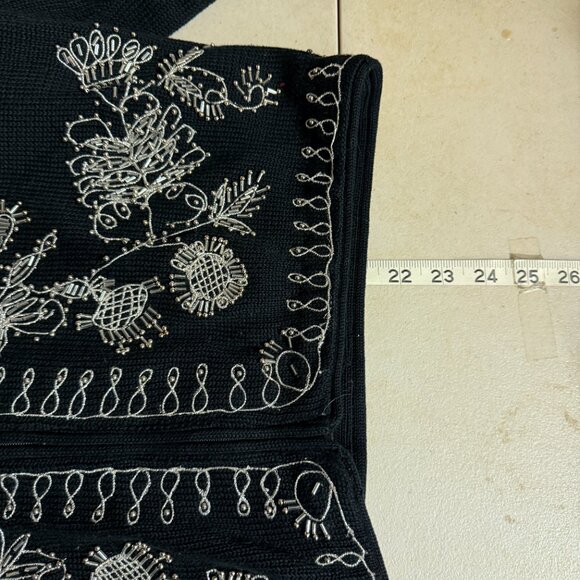 All Week Long Black Beaded Cardigan Sweater Women’s Medium - Picture 10 of 10